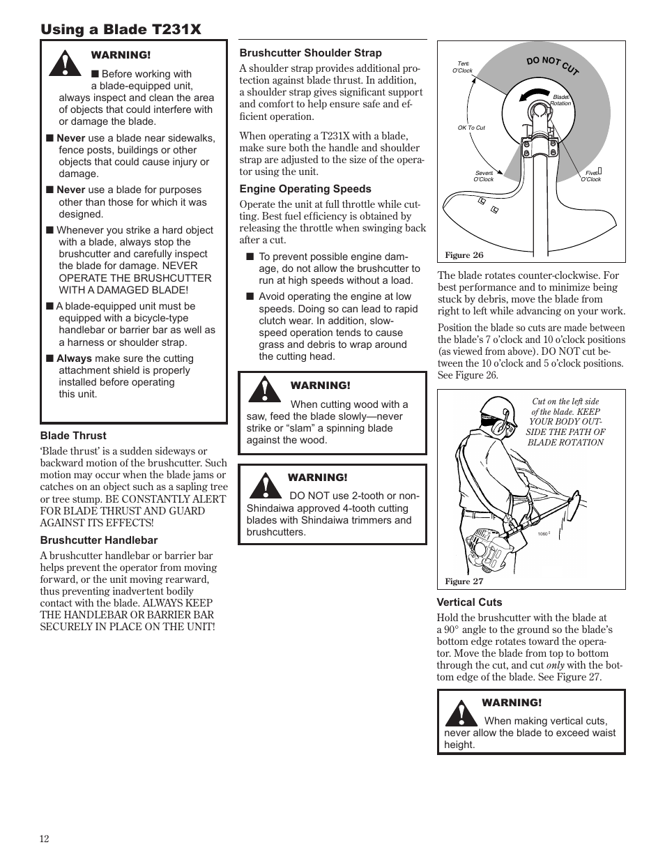 Using a blade t231x | Shindaiwa 81642 User Manual | Page 12 / 40