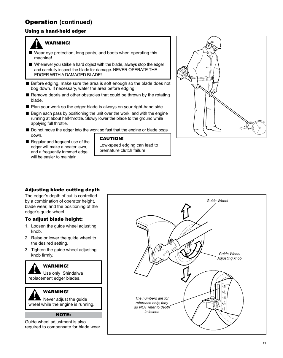 Operation (continued) | Shindaiwa LE254 User Manual | Page 11 / 28