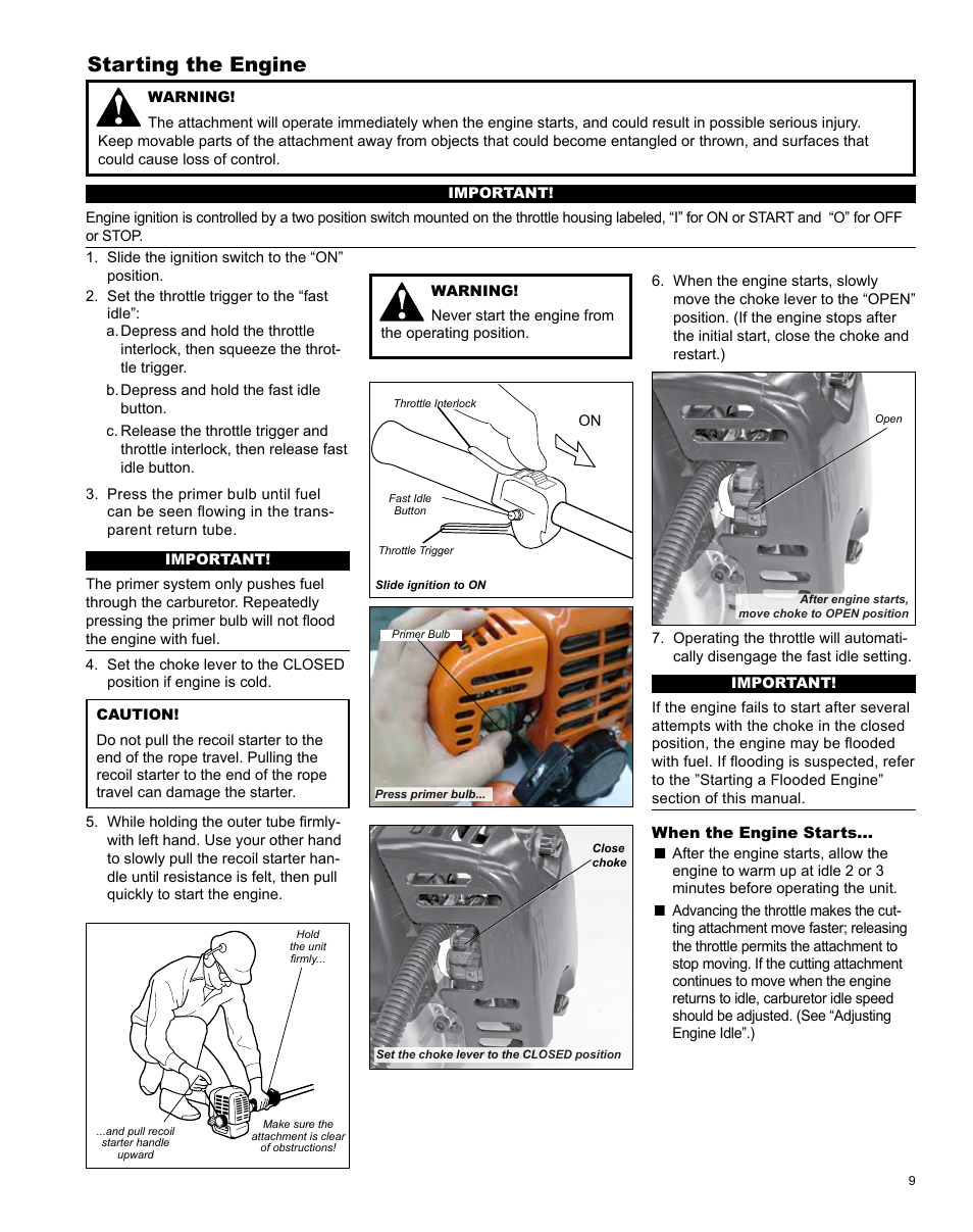 Starting the engine | Shindaiwa LE254 User Manual | Page 9 / 28