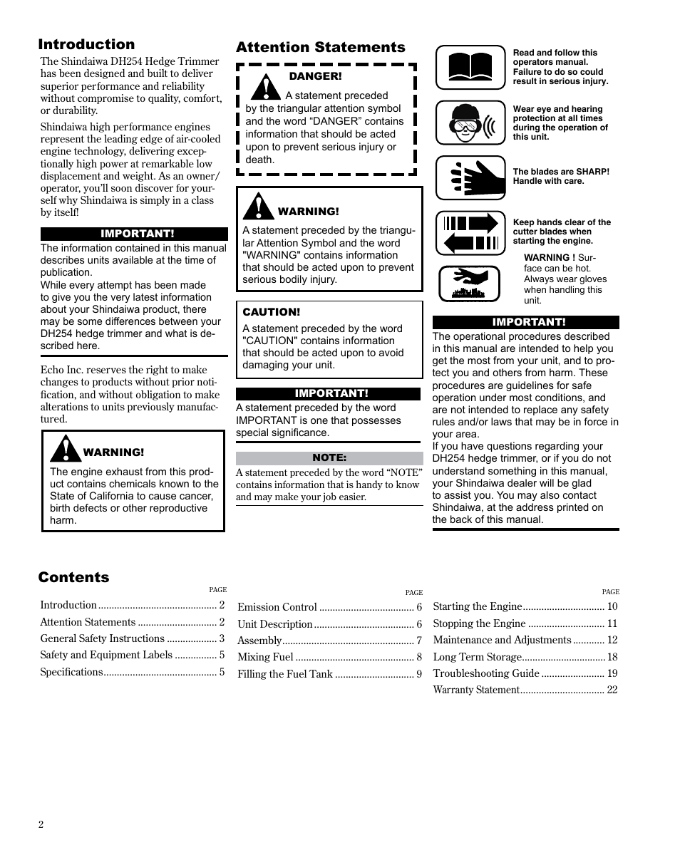 Shindaiwa X7502864301 User Manual | Page 2 / 28