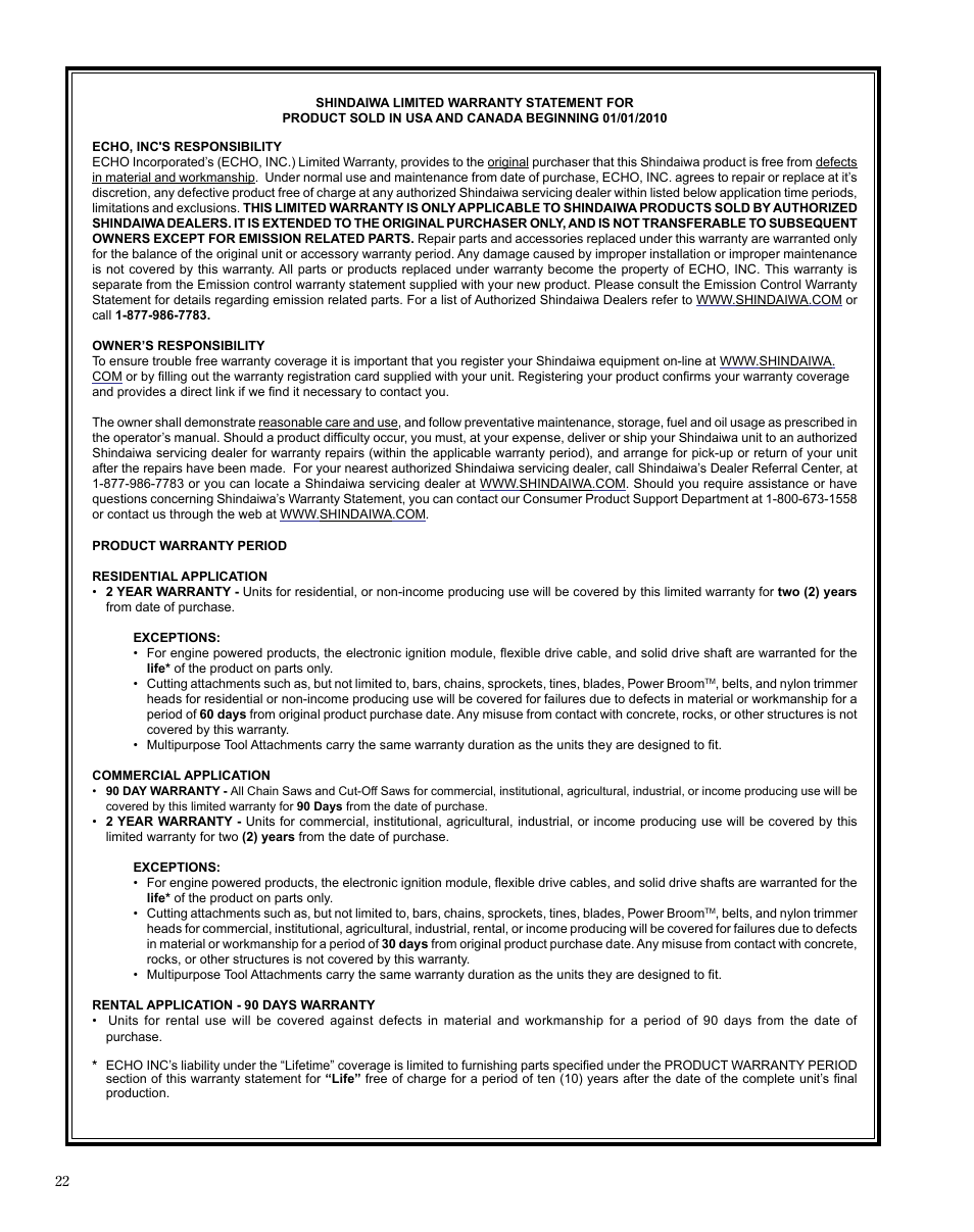 Shindaiwa X7502864301 User Manual | Page 22 / 28