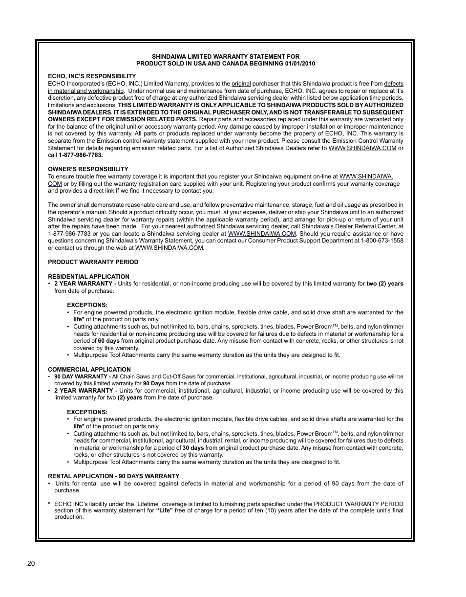 Shindaiwa BRUSHCUTTER C3410 User Manual | Page 20 / 24