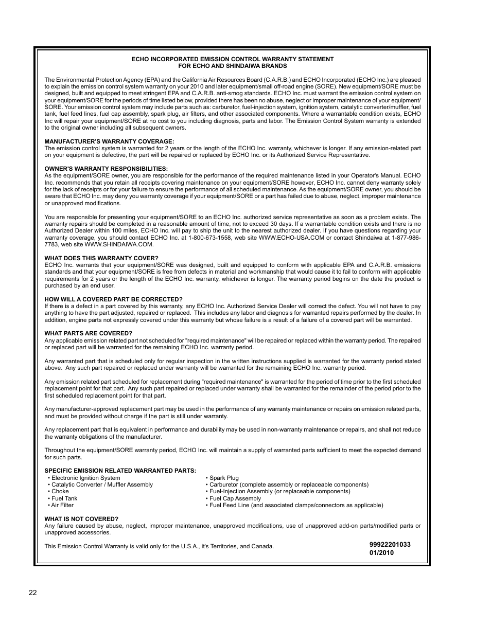 Shindaiwa BRUSHCUTTER C3410 User Manual | Page 22 / 24