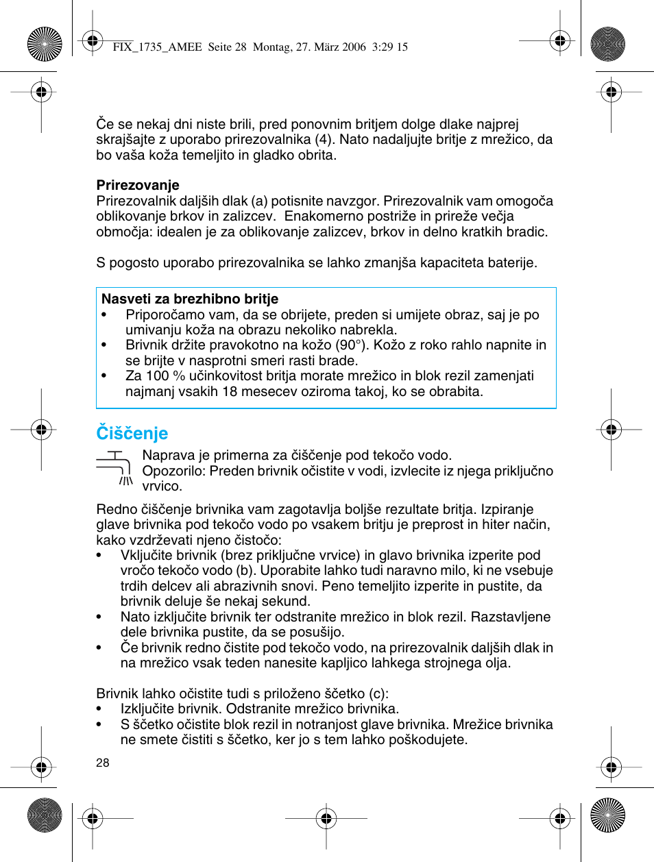 Âi‰ãenje | Braun 1735 User Manual | Page 27 / 53