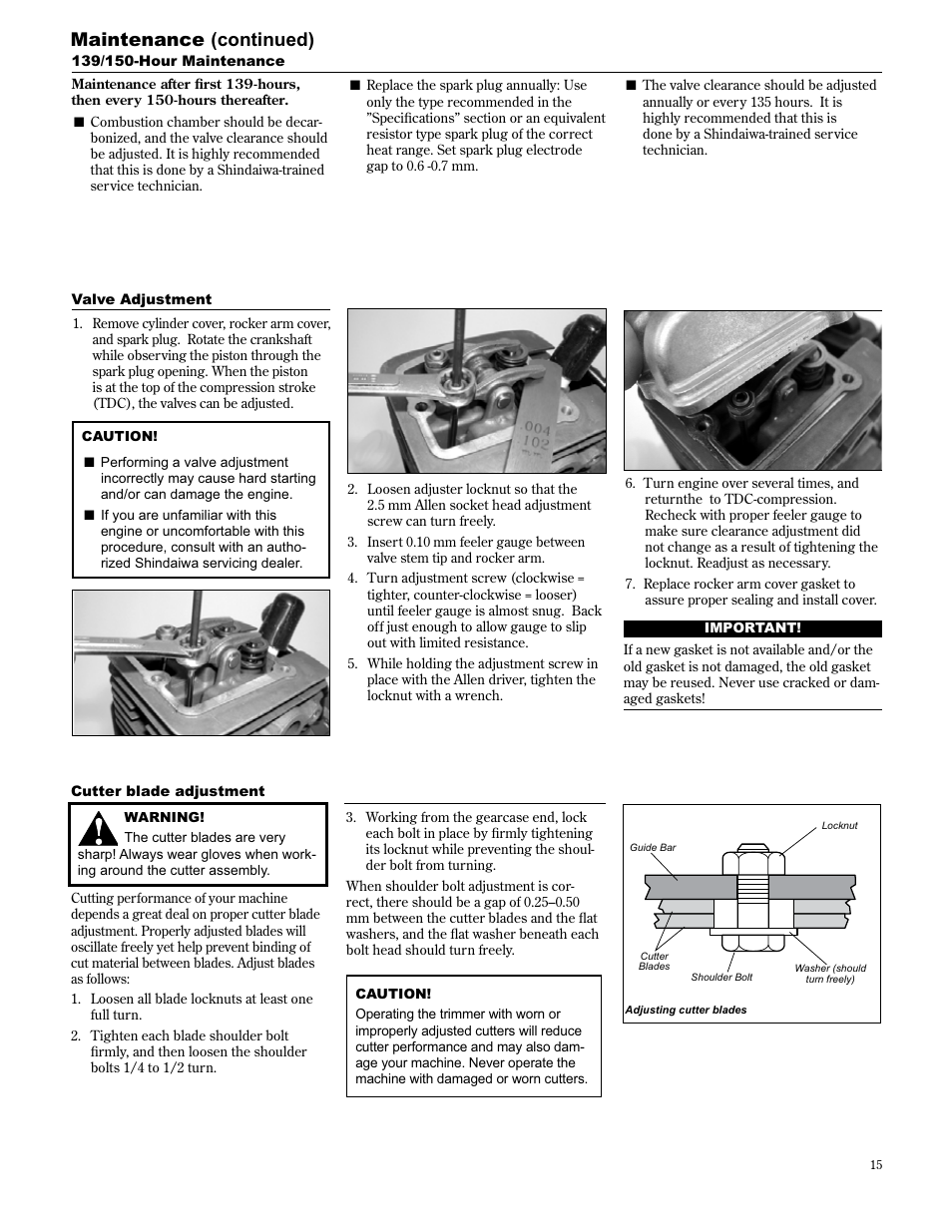 Maintenance (continued) | Shindaiwa AH2510 User Manual | Page 15 / 72