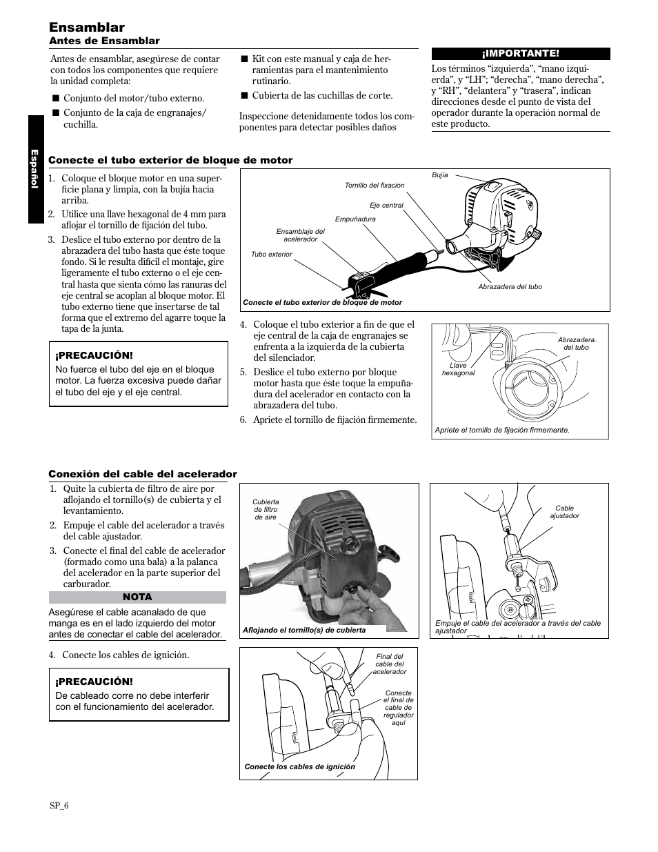 Ensamblar | Shindaiwa AH2510 User Manual | Page 30 / 72