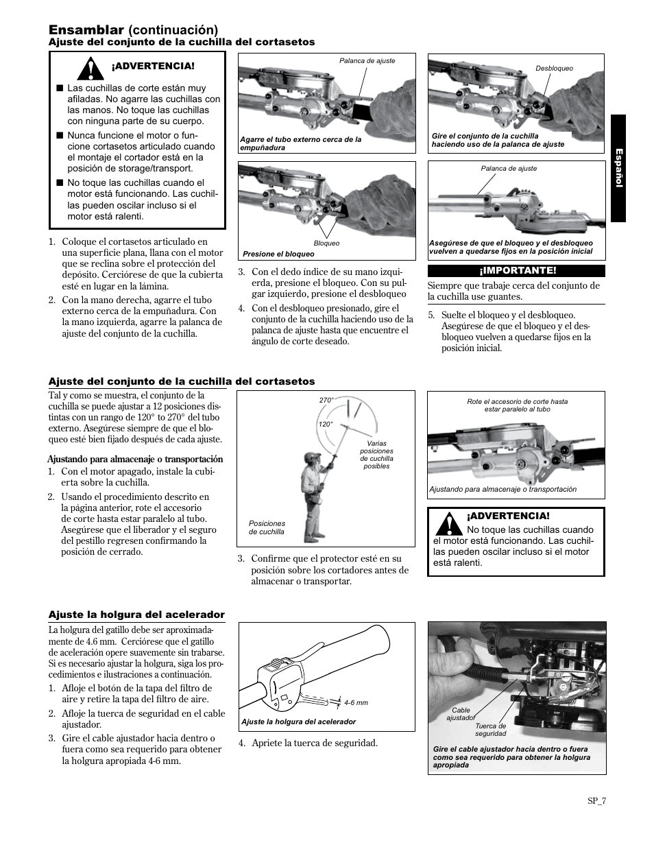 Ensamblar (continuación) | Shindaiwa AH2510 User Manual | Page 31 / 72