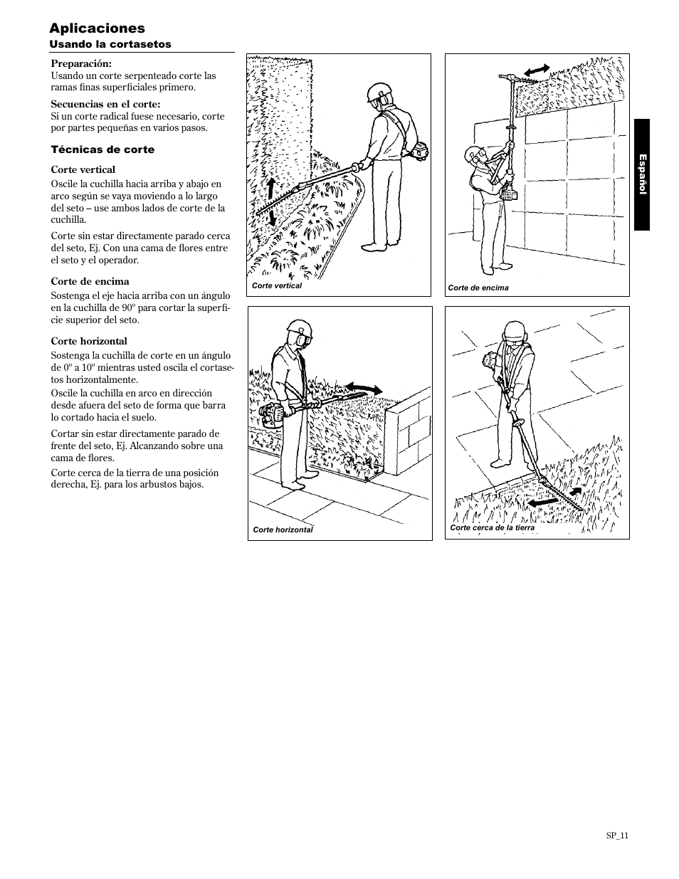 Aplicaciones | Shindaiwa AH2510 User Manual | Page 35 / 72