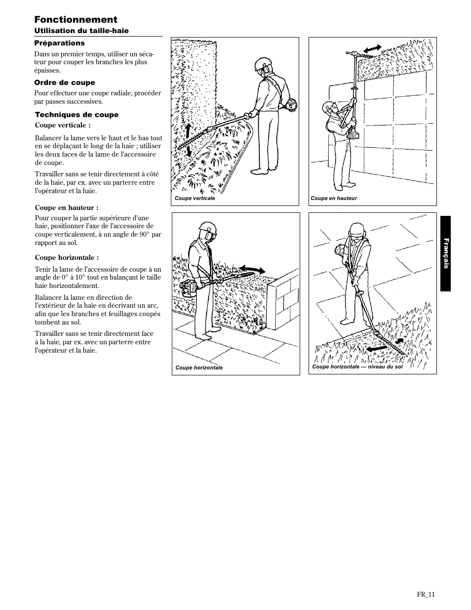 Fonctionnement | Shindaiwa AH2510 User Manual | Page 59 / 72