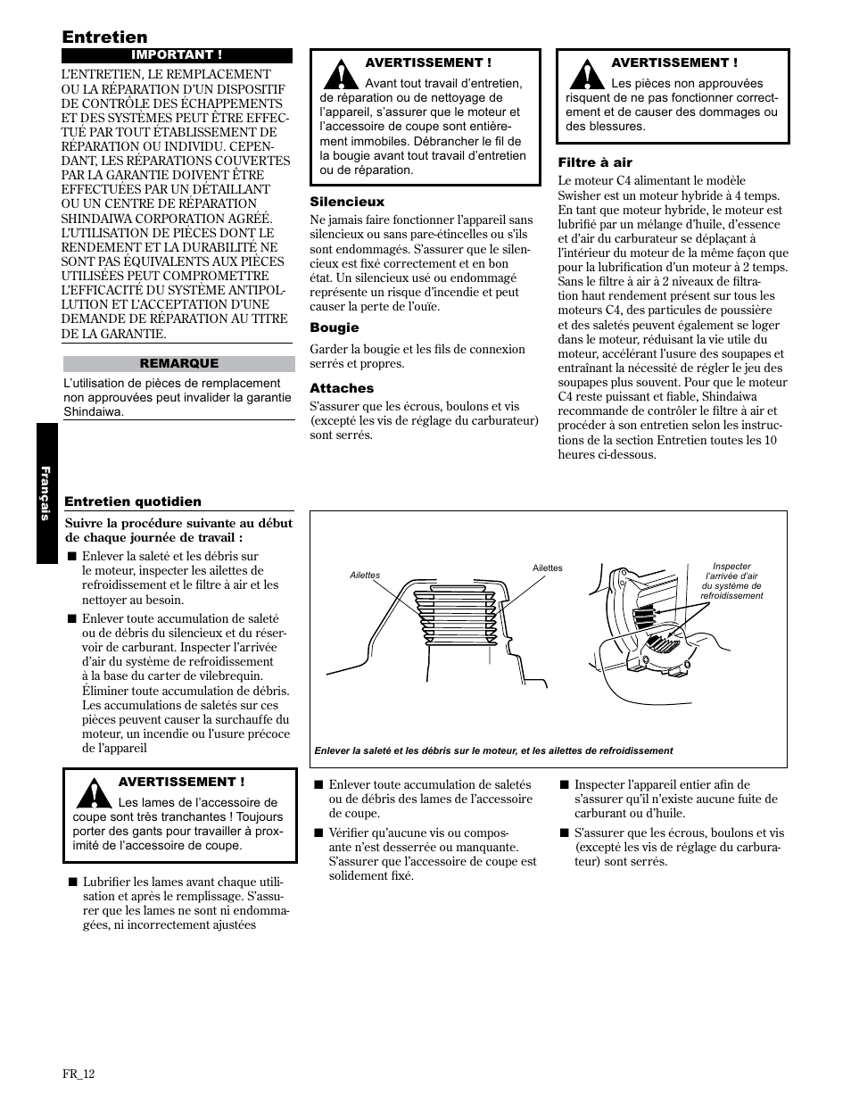 Entretien | Shindaiwa AH2510 User Manual | Page 60 / 72