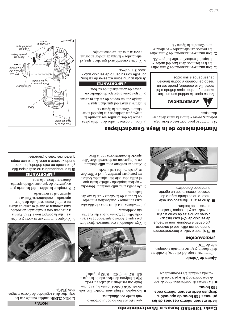 Mantenimiento de la maya guar dachispas | Shindaiwa C3410 User Manual | Page 25 / 40