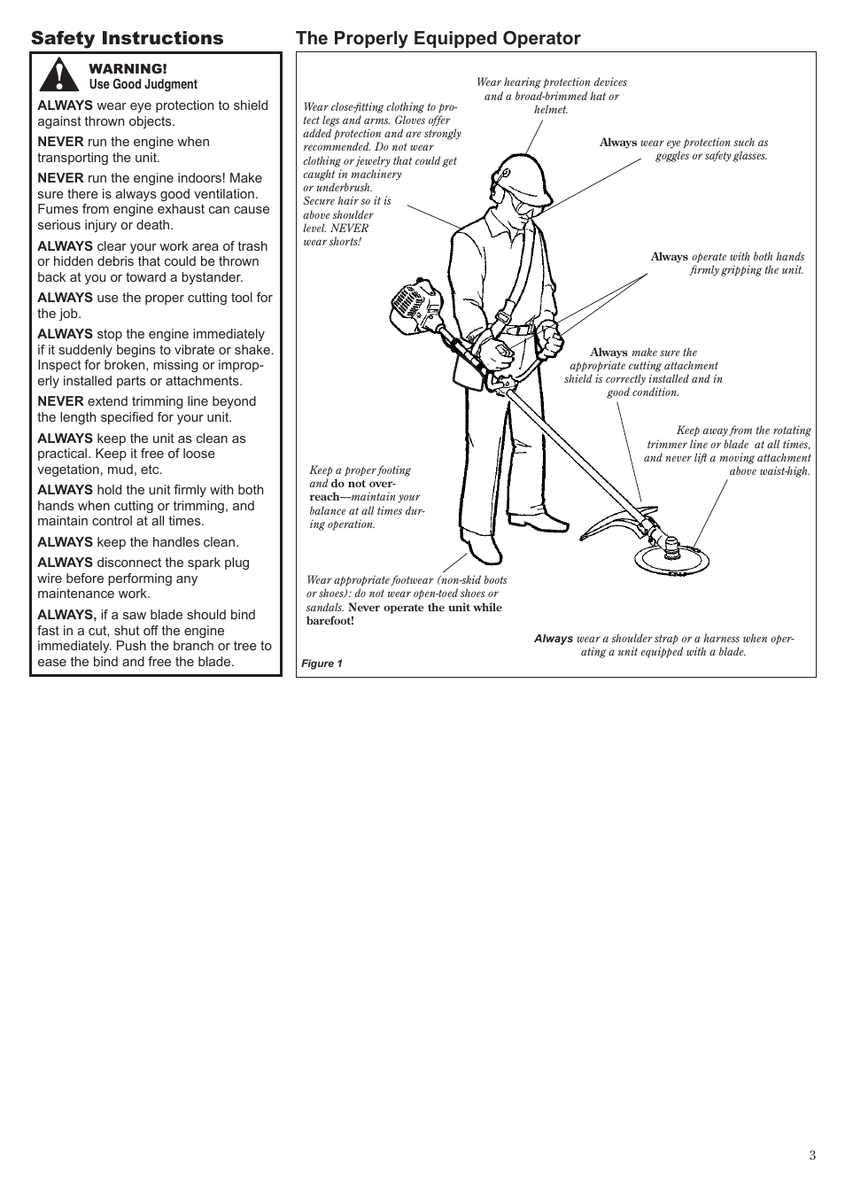 Safety instructions the properly equipped operator | Shindaiwa C3410 User Manual | Page 3 / 40