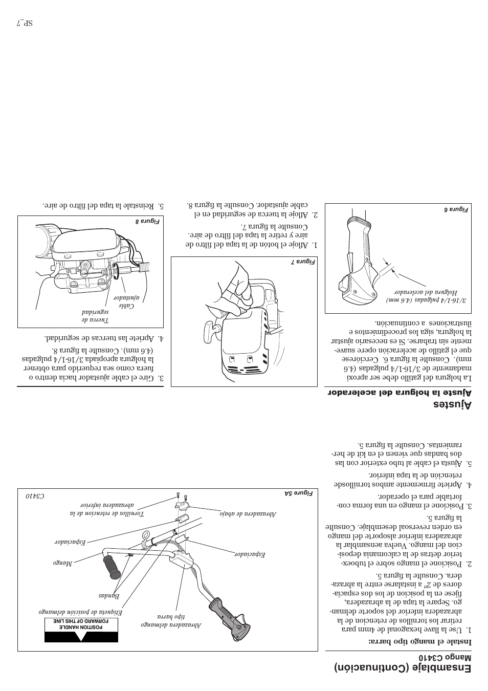 Ajustes, Ensamblaje (continuación) | Shindaiwa C3410 User Manual | Page 34 / 40