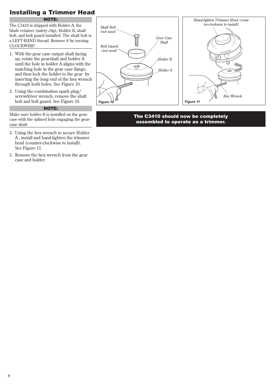 Installing a trimmer head | Shindaiwa C3410 User Manual | Page 8 / 40