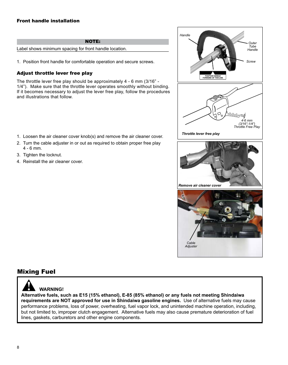 Mixing fuel | Shindaiwa H4 TRIMMER T344 User Manual | Page 8 / 28