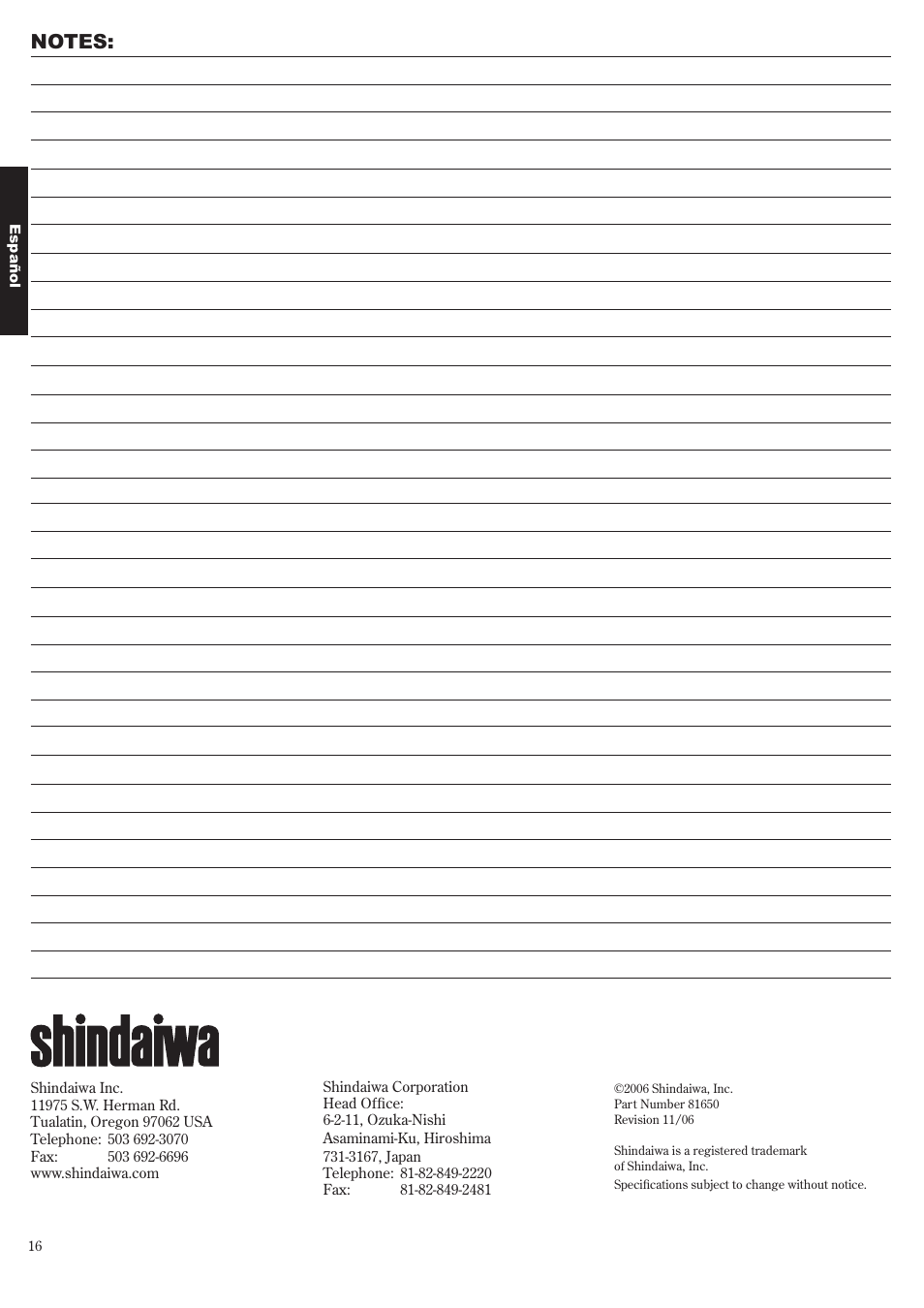 Shindaiwa 81650 User Manual | Page 16 / 48