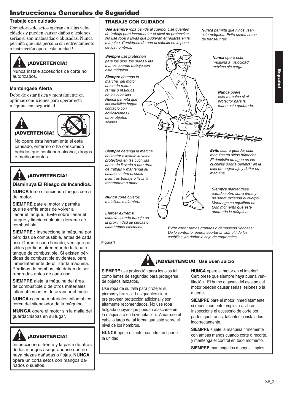 Instrucciones generales de seguridad | Shindaiwa 81650 User Manual | Page 19 / 48