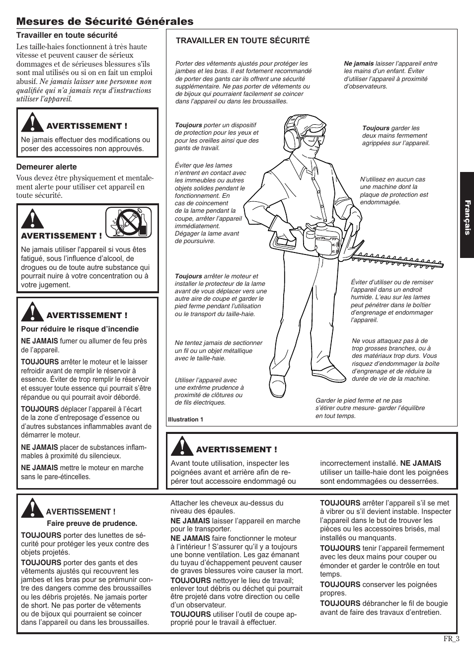 Mesures de sécurité générales | Shindaiwa 81650 User Manual | Page 35 / 48