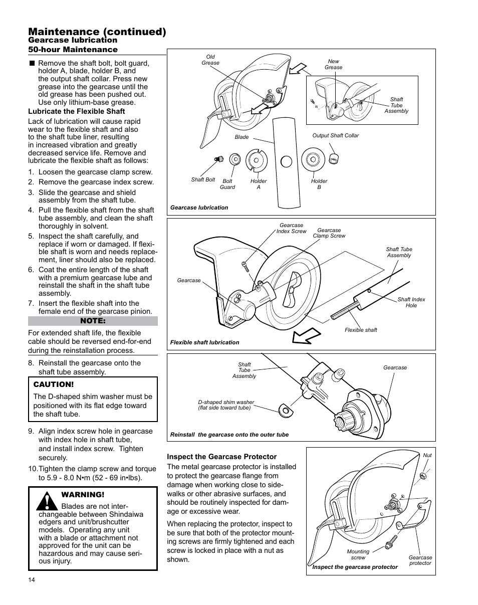 Maintenance (continued) | Shindaiwa X7502825800 User Manual | Page 14 / 28