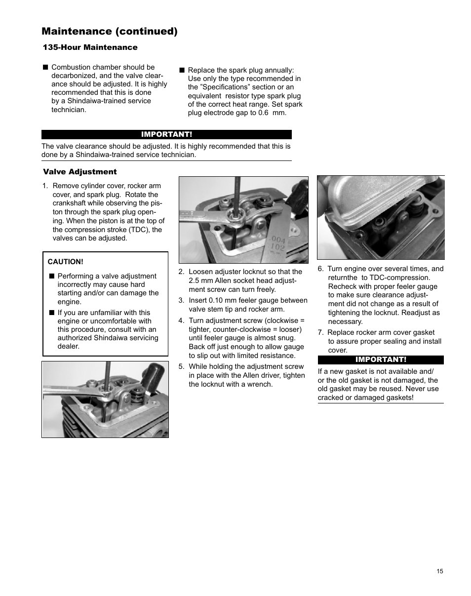 Maintenance (continued) | Shindaiwa X7502825800 User Manual | Page 15 / 28