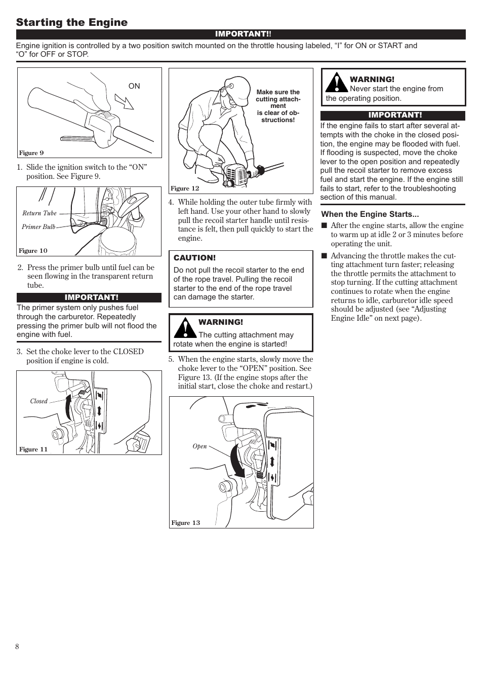 Starting the engine | Shindaiwa 81604 User Manual | Page 8 / 36