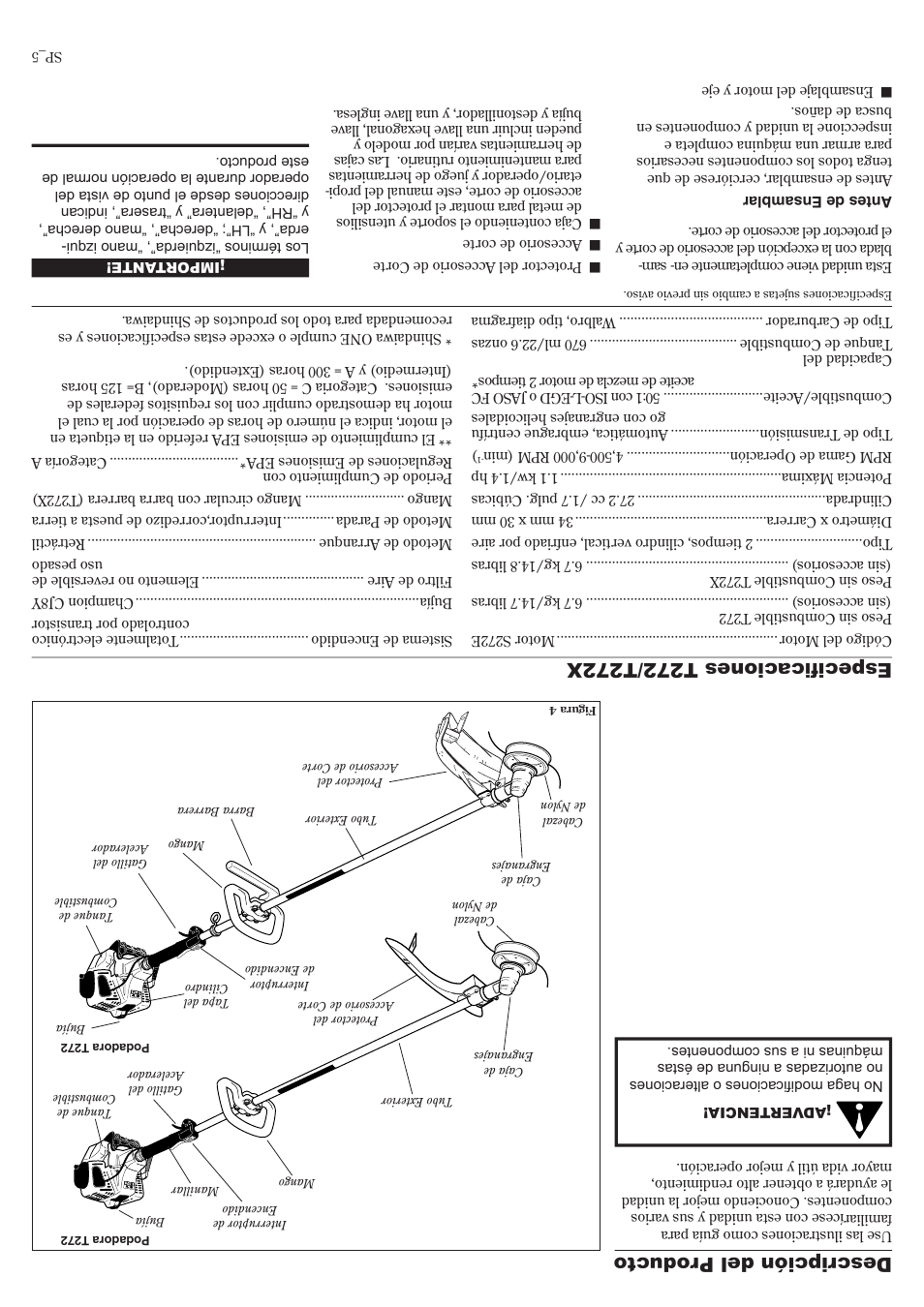 Descripción del producto | Shindaiwa 81010 User Manual | Page 36 / 40