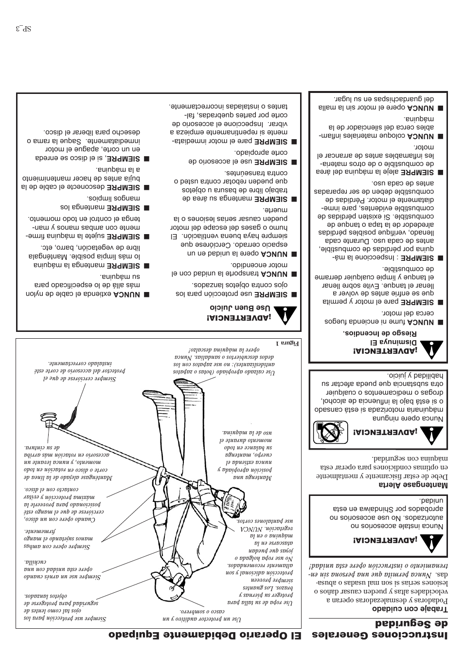 Instrucciones gener ales de seguridad, El operario de bidamente equipado | Shindaiwa 81010 User Manual | Page 38 / 40