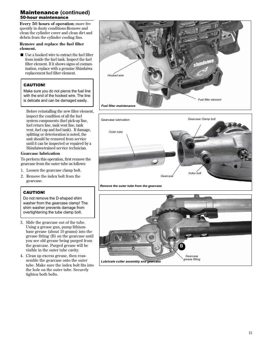 Maintenance (continued) | Shindaiwa AHS2510/EVC User Manual | Page 15 / 72