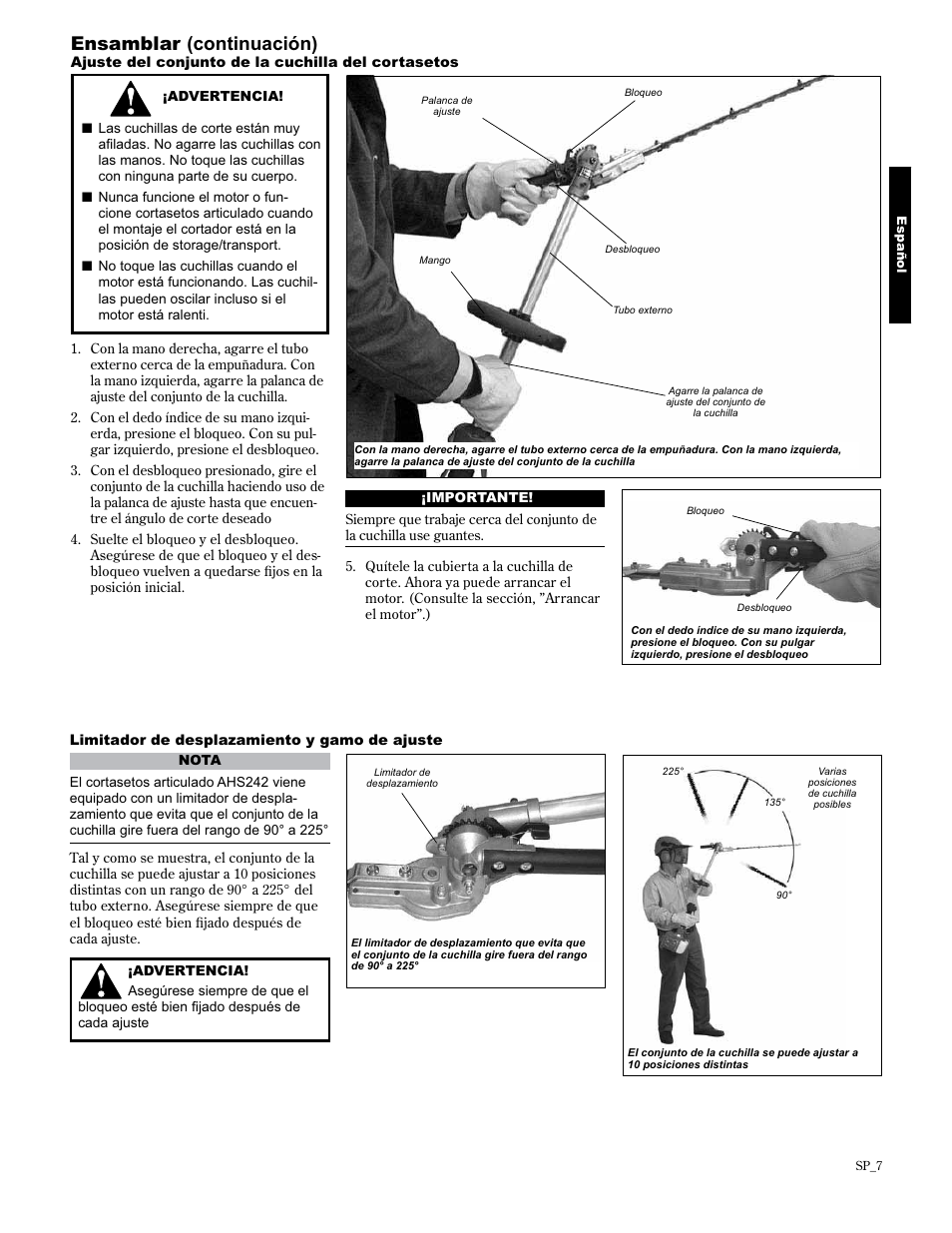 Ensamblar (continuación) | Shindaiwa AHS2510/EVC User Manual | Page 31 / 72
