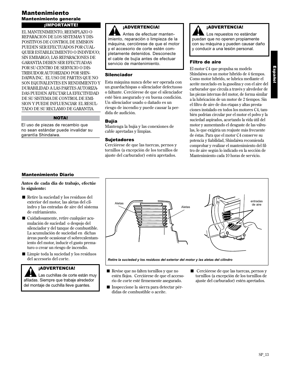 Mantenimiento | Shindaiwa AHS2510/EVC User Manual | Page 37 / 72