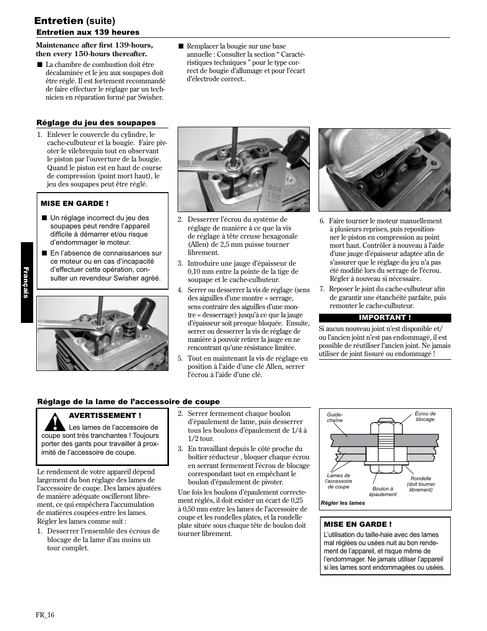 Entretien (suite) | Shindaiwa AHS2510/EVC User Manual | Page 64 / 72