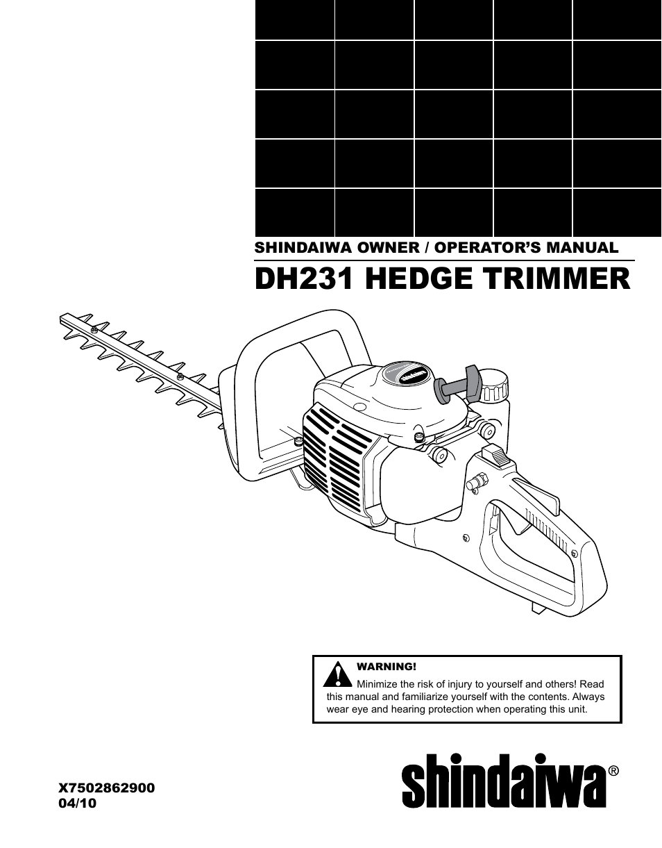 Shindaiwa X7502862900 User Manual | 24 pages