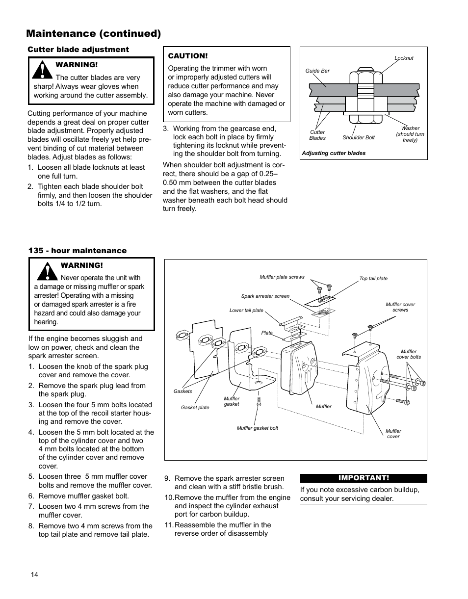 Maintenance (continued) | Shindaiwa X7502862900 User Manual | Page 14 / 24