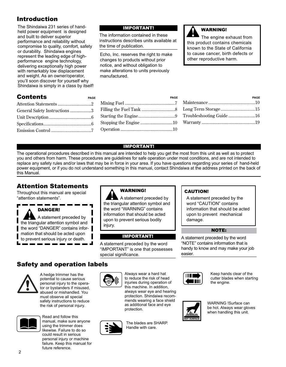 Shindaiwa X7502862900 User Manual | Page 2 / 24