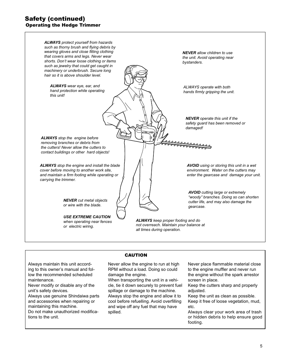 Safety (continued) | Shindaiwa X7502862900 User Manual | Page 5 / 24