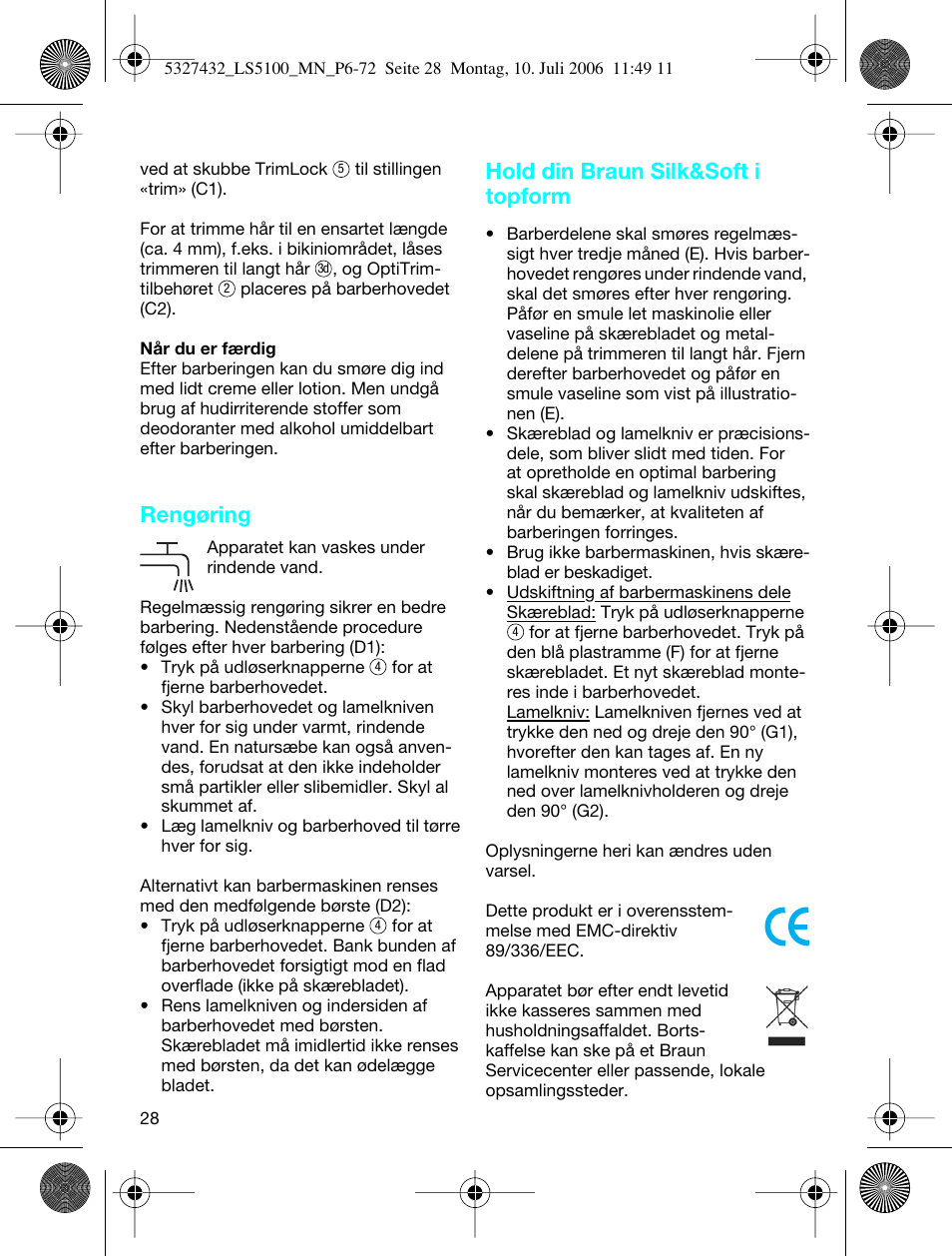 Rengøring, Hold din braun silk&soft i topform | Braun LS 5100 User Manual | Page 27 / 66