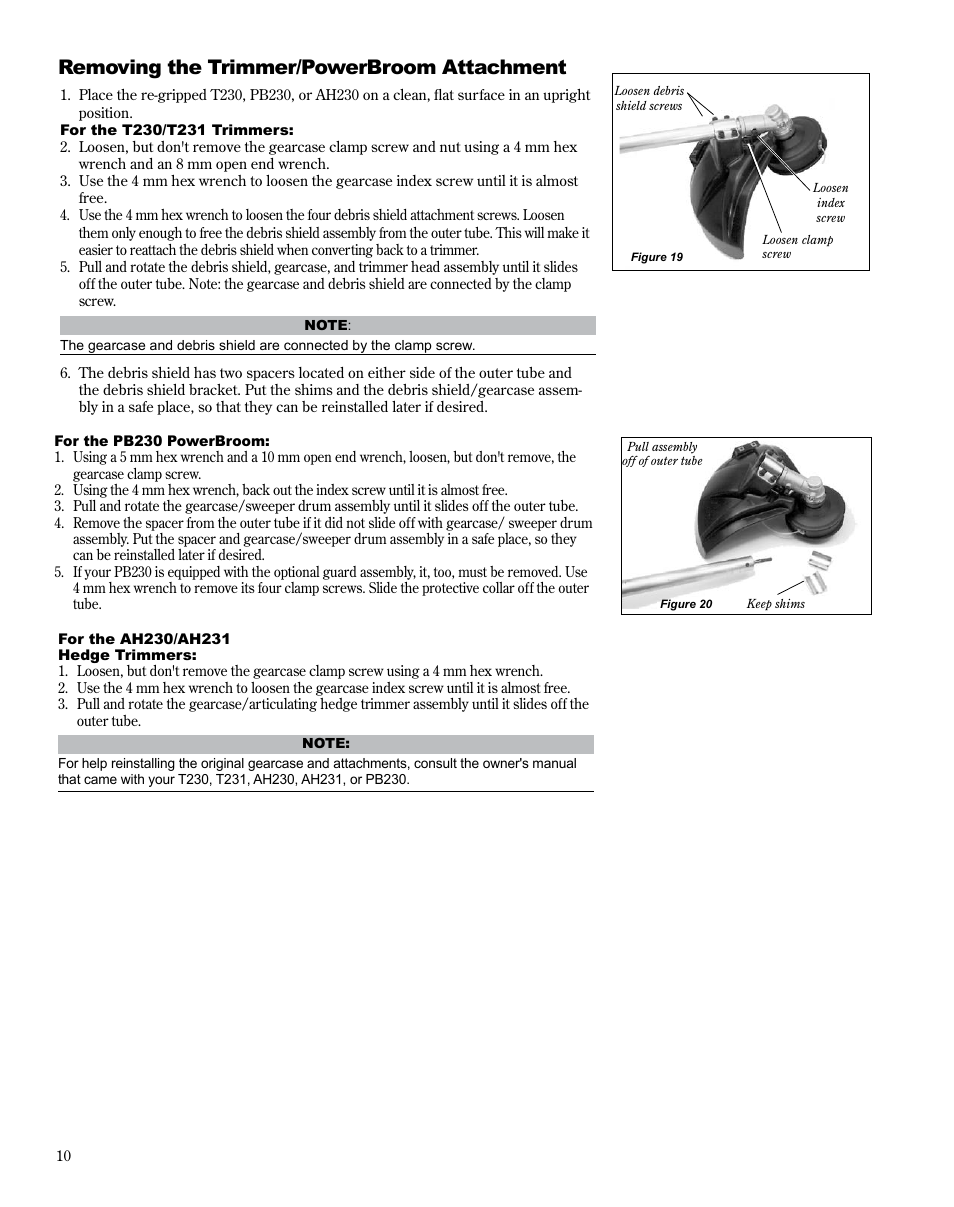 Removing the trimmer/powerbroom attachment | Shindaiwa Multipurpose Pole Pruner Attachment 78701 T230 User Manual | Page 10 / 22