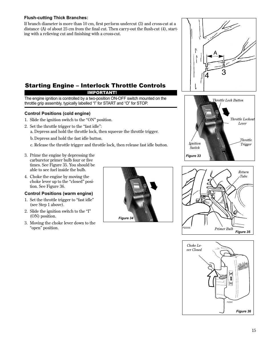 Starting engine – interlock throttle controls | Shindaiwa Multipurpose Pole Pruner Attachment 78701 T230 User Manual | Page 15 / 22