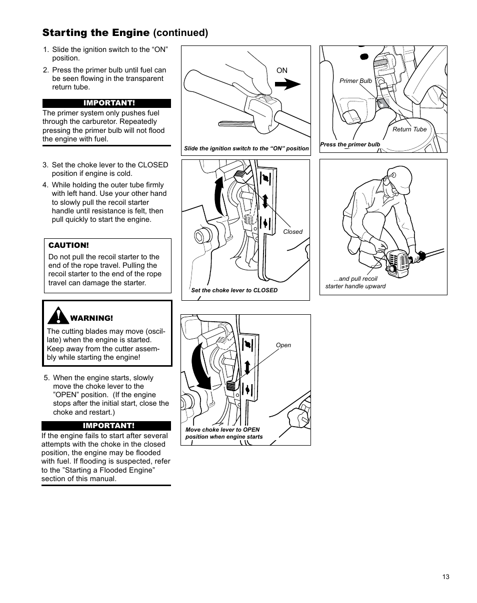 Starting the engine (continued) | Shindaiwa Articulated Hedge AHS242 User Manual | Page 13 / 28