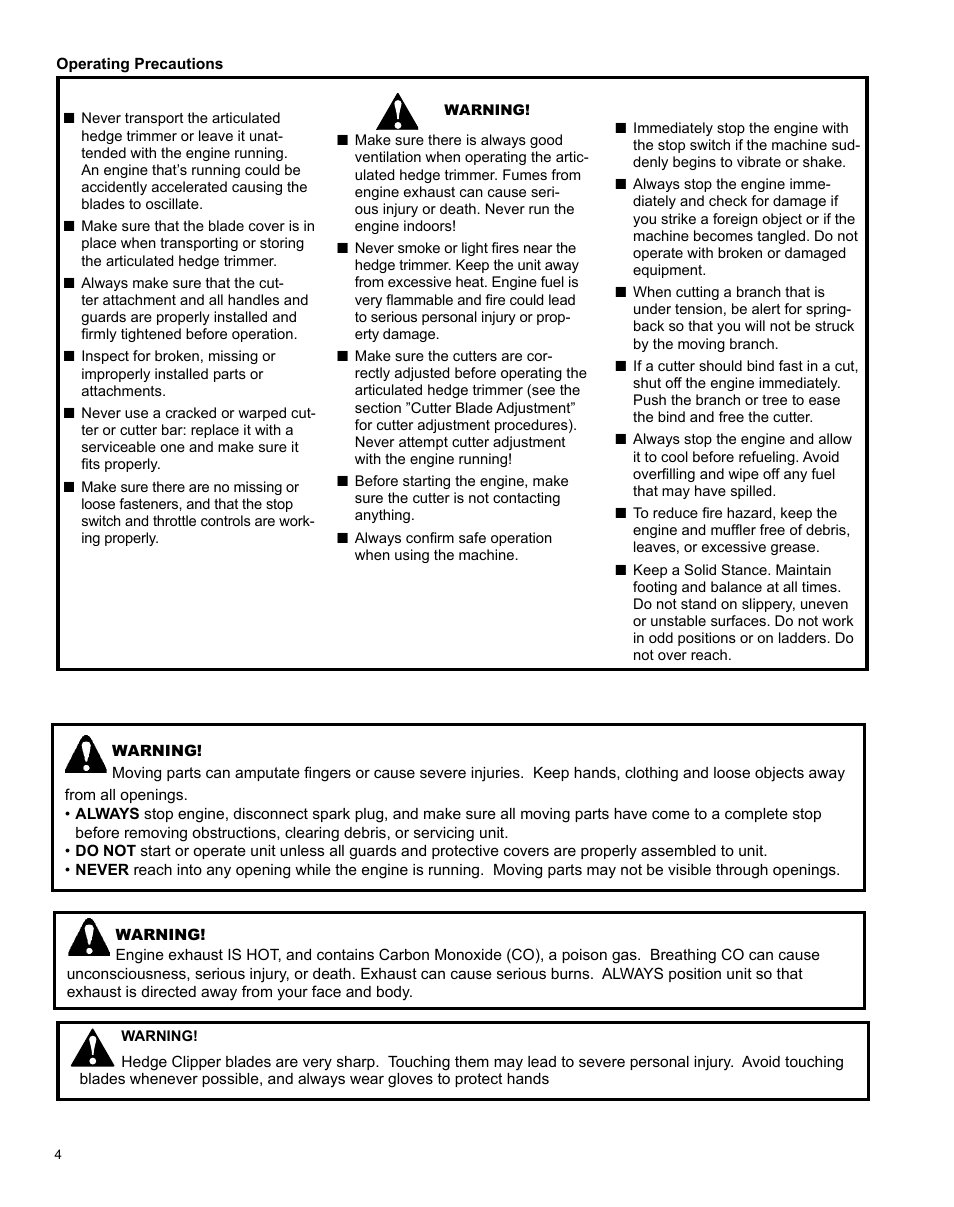 Shindaiwa Articulated Hedge AHS242 User Manual | Page 4 / 28