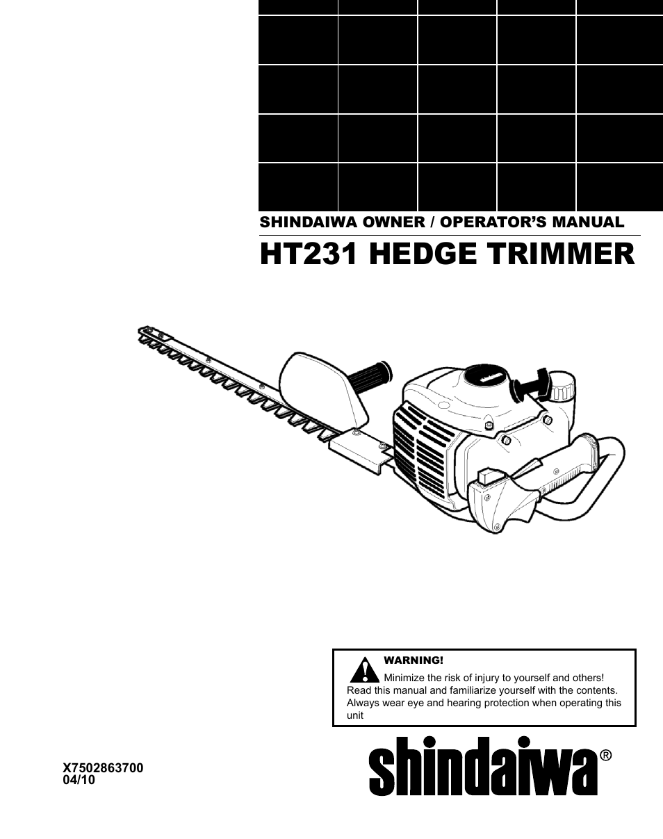 Shindaiwa X7502863700 User Manual | 24 pages