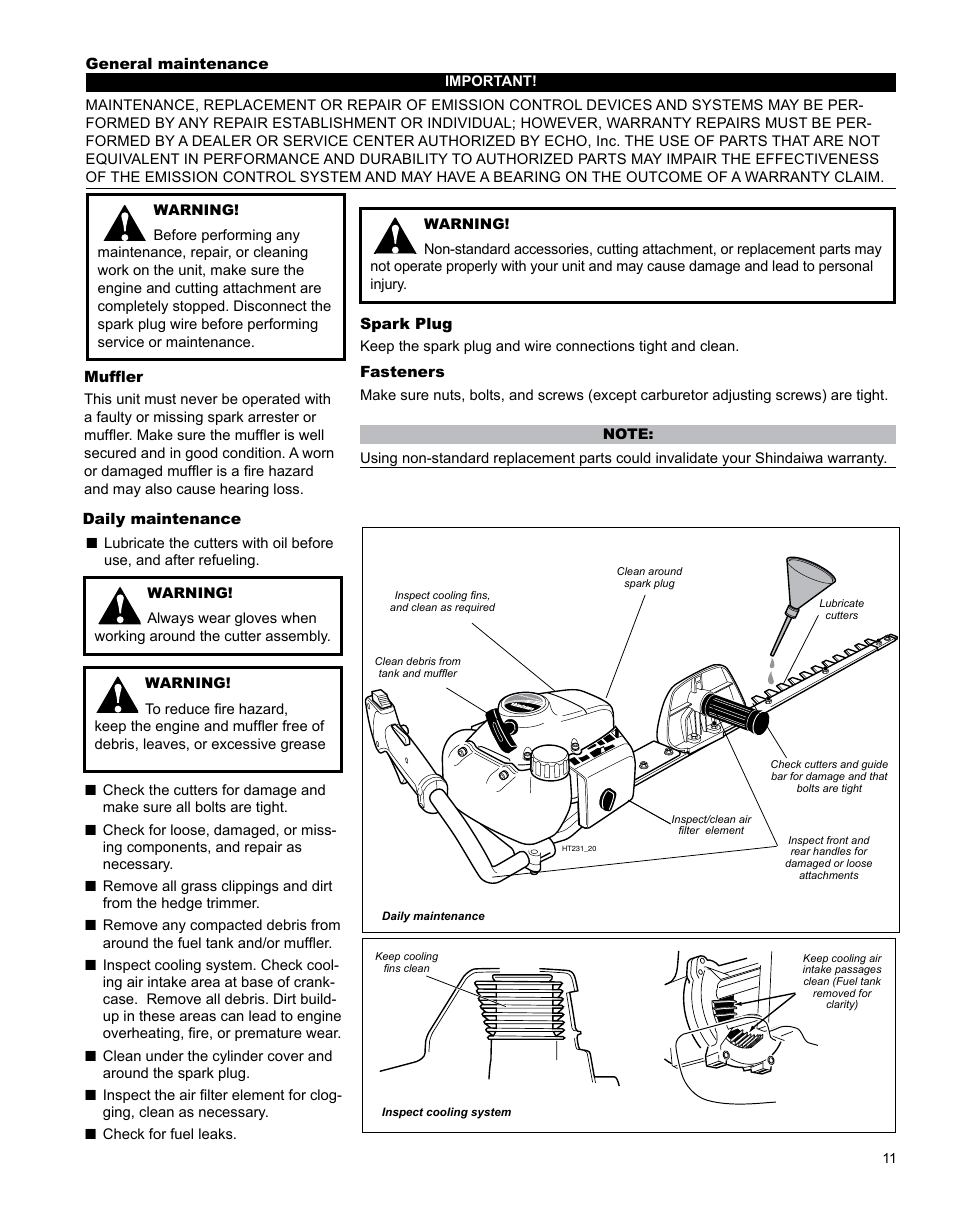 Shindaiwa X7502863700 User Manual | Page 11 / 24