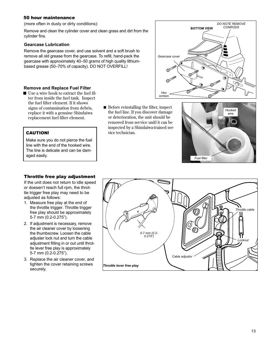 Shindaiwa X7502863700 User Manual | Page 13 / 24