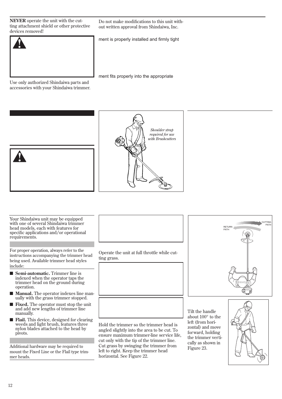 Cutting grass—units equipped with a trimmer head, Checking unit condition shoulder strap c242 | Shindaiwa 81359 User Manual | Page 12 / 40