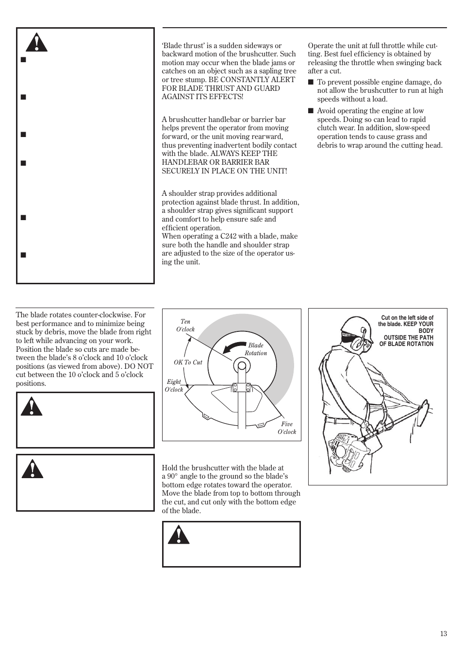 Using a blade c242, Operating units with a blade | Shindaiwa 81359 User Manual | Page 13 / 40