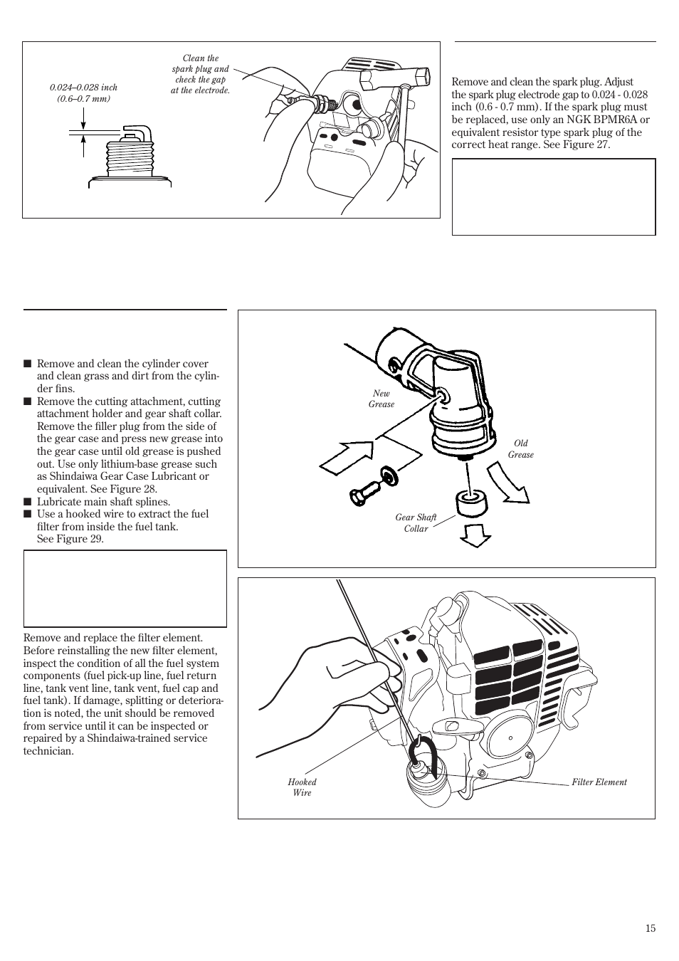 Hour maintenance, 10/15-hour maintenance | Shindaiwa 81359 User Manual | Page 15 / 40