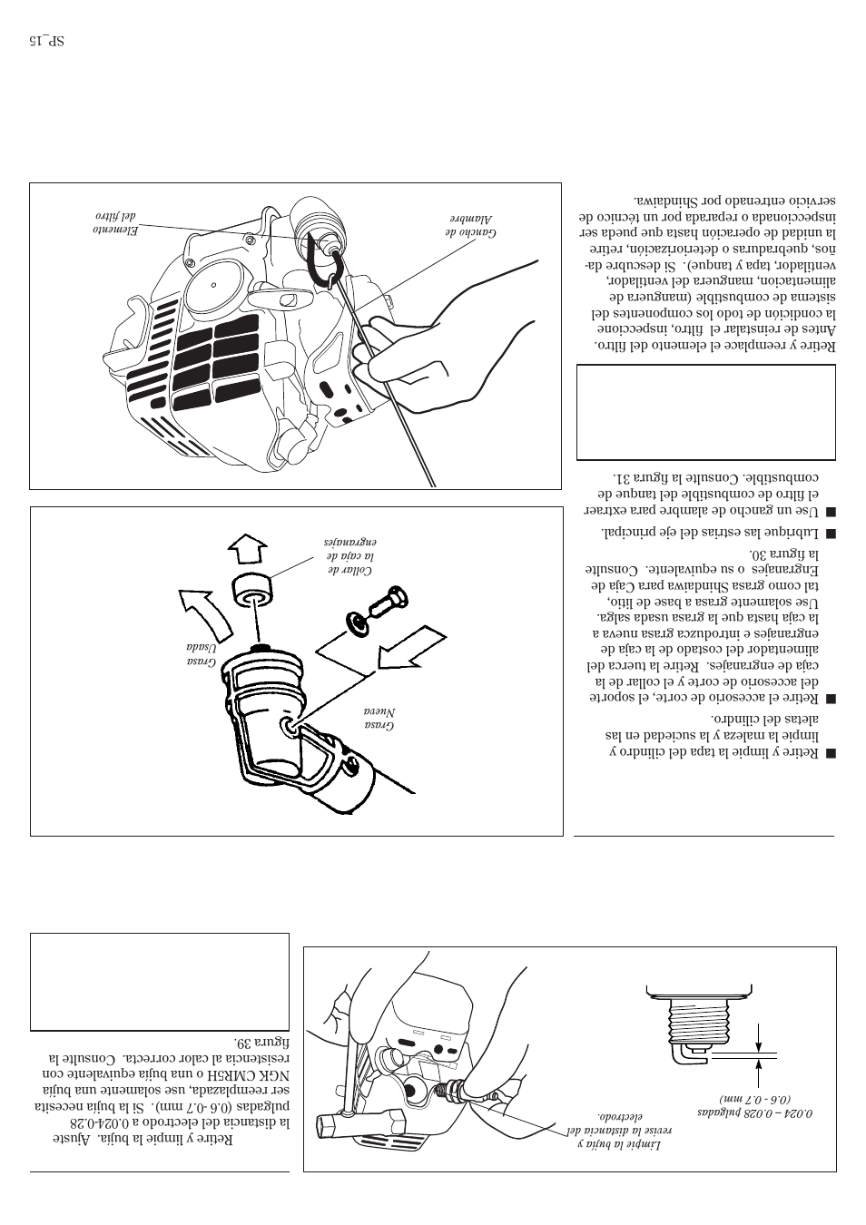 Mantenimiento cada 50 horas, Mantenimiento cada 10/15 horas | Shindaiwa 81359 User Manual | Page 26 / 40