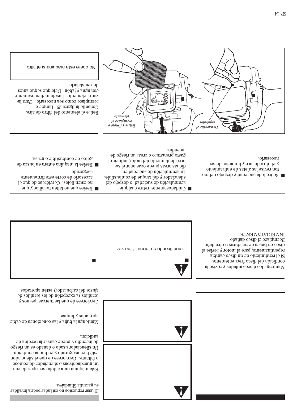 Mantenimiento general, Mantenimiento diario, Mantenimiento cada 10 horas | Shindaiwa 81359 User Manual | Page 27 / 40