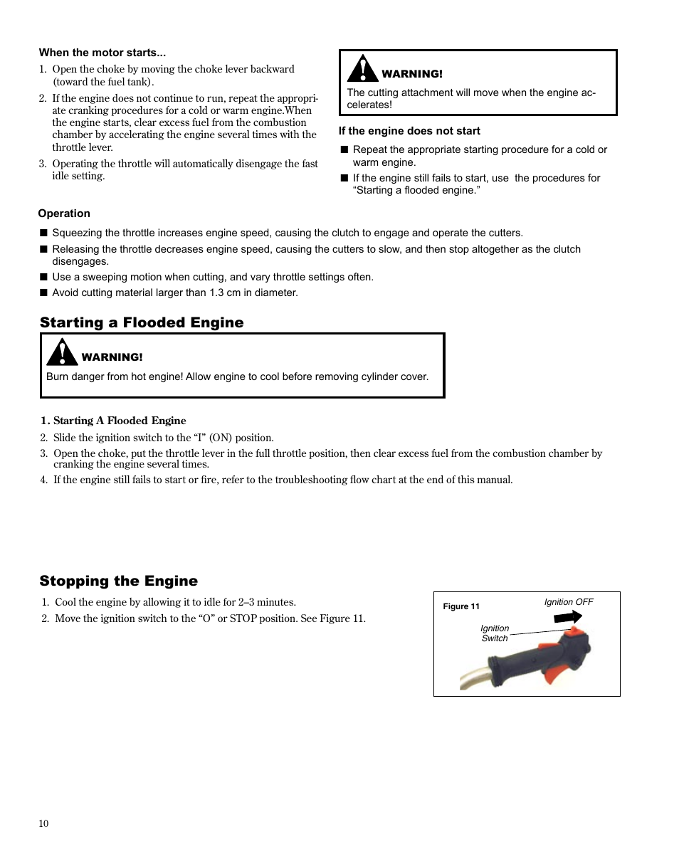 Stopping the engine, Starting a flooded engine | Shindaiwa X7502863000 User Manual | Page 10 / 24