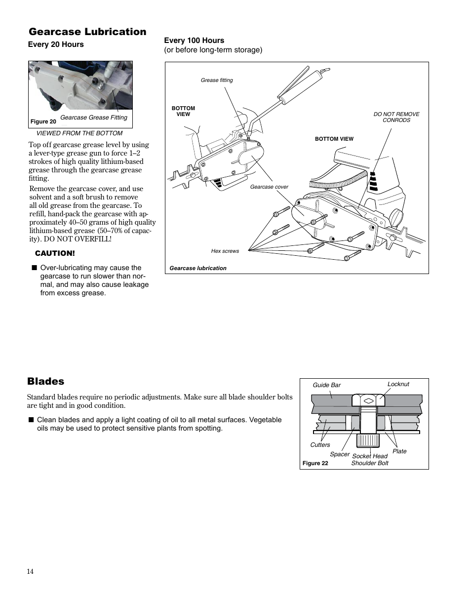 Gearcase lubrication, Blades | Shindaiwa X7502863000 User Manual | Page 14 / 24